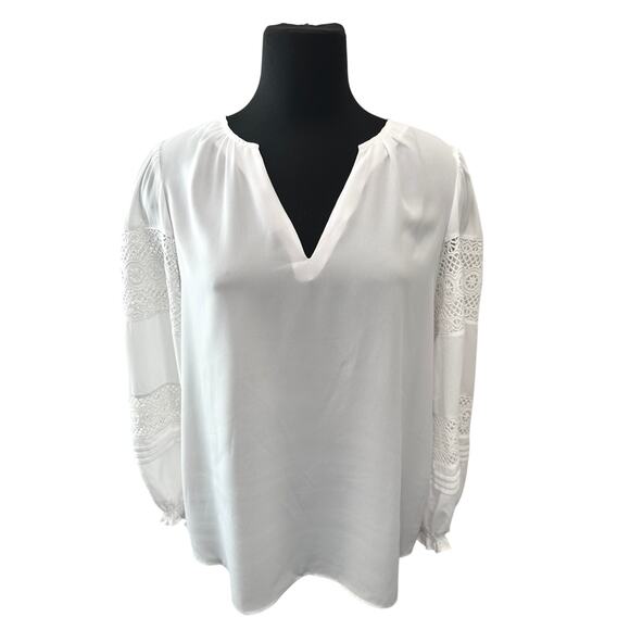 JOSEPH RIBKOFF White Lace Sleeve Blouse Boho Feminine Romantic Top NWT | Size 6 - Picture 3 of 8